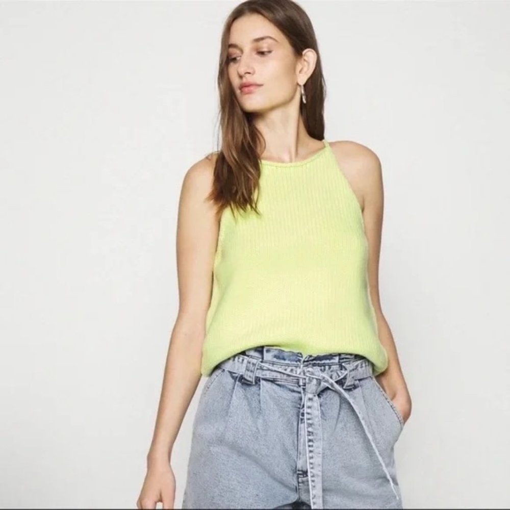 Banana Republic Sleeveless Sweater Halter Top in Yellow Size Small